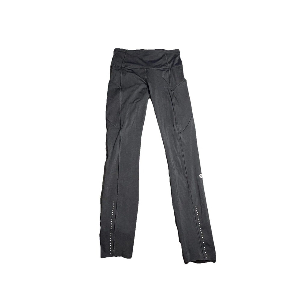 Lululemon Fast and Free Crop II Leggings Black Womens Size 4 And 24” Inseam